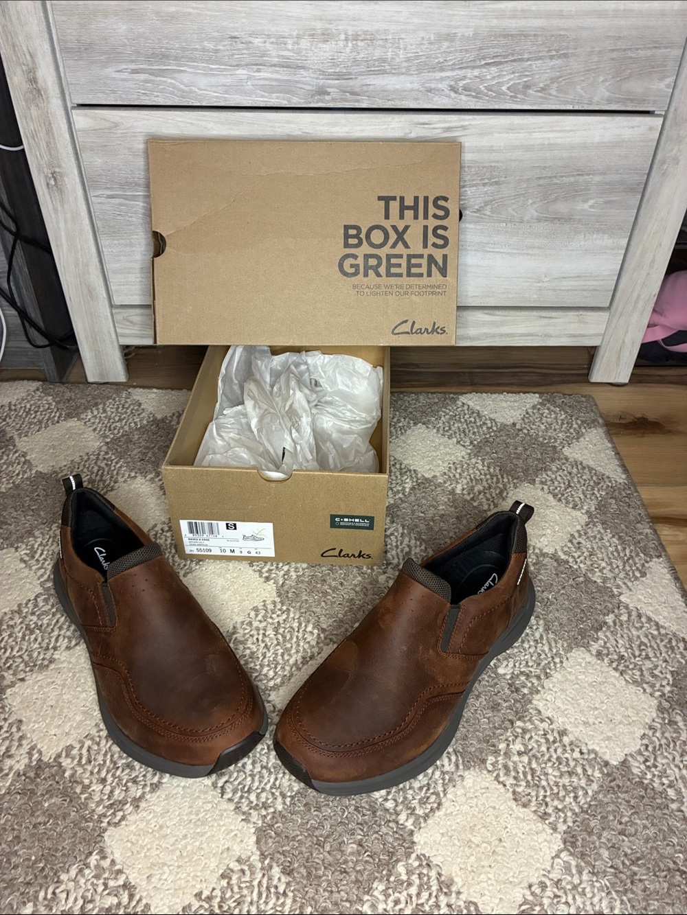Clarks Men’s Brown Leather Slip-On Loafers - NWT
